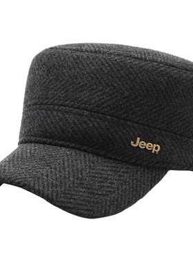 jeep吉普中老年人加绒保暖平顶帽