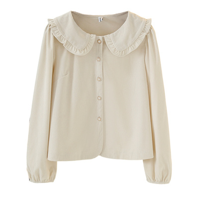 长袖衬衫大码娃娃领韩版宽松纽扣