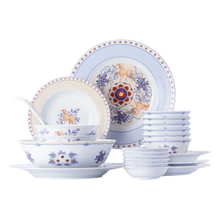 景德镇官方新款陶瓷釉中彩餐具套装家用盘子碟高颜值马年送礼礼物