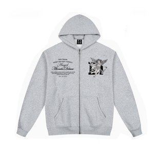 MEDM HEOAR天使和平鸽拉链连帽卫衣男女宽松情侣潮牌秋冬开衫外套