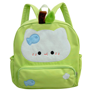 吉吉向上原创可爱青苹果小猫双肩包卡通学生出游装书大容量背包