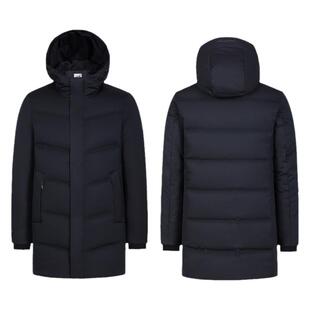 白鸭绒工装羽绒服中长款职业装加厚高端商务制服保暖大衣外套男女