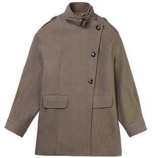 小个子短款毛呢风衣外套女秋冬保暖韩版宽松系带收腰显瘦呢子大衣