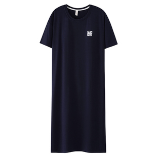 睡裙夏季女士带胸垫2026新款防凸点简约中长款短袖夏连衣裙家居服