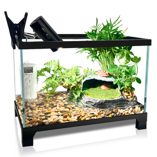 金晶五线超白玻璃龟缸底部排水鱼缸乌龟专用饲养缸加深防逃逸全套