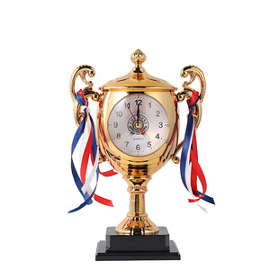 创意奖杯造型的小闹钟装饰摆件床头宿舍卧室送男孩女生儿童时钟表