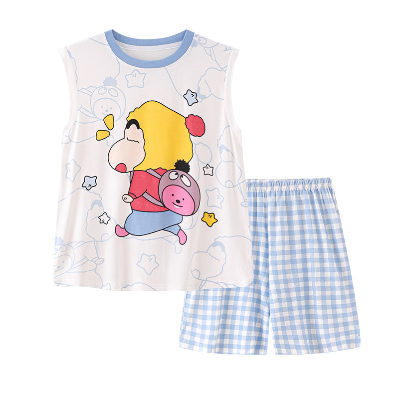薄款青少年男孩背心家居服套装女
