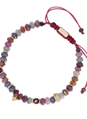 红蓝共生石榴石925镀金调节手链