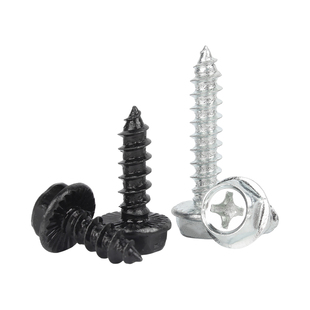 铁发黑十字法兰外六角带垫自攻螺丝镀锌尖尾自攻丝木螺钉M3M4M5M6