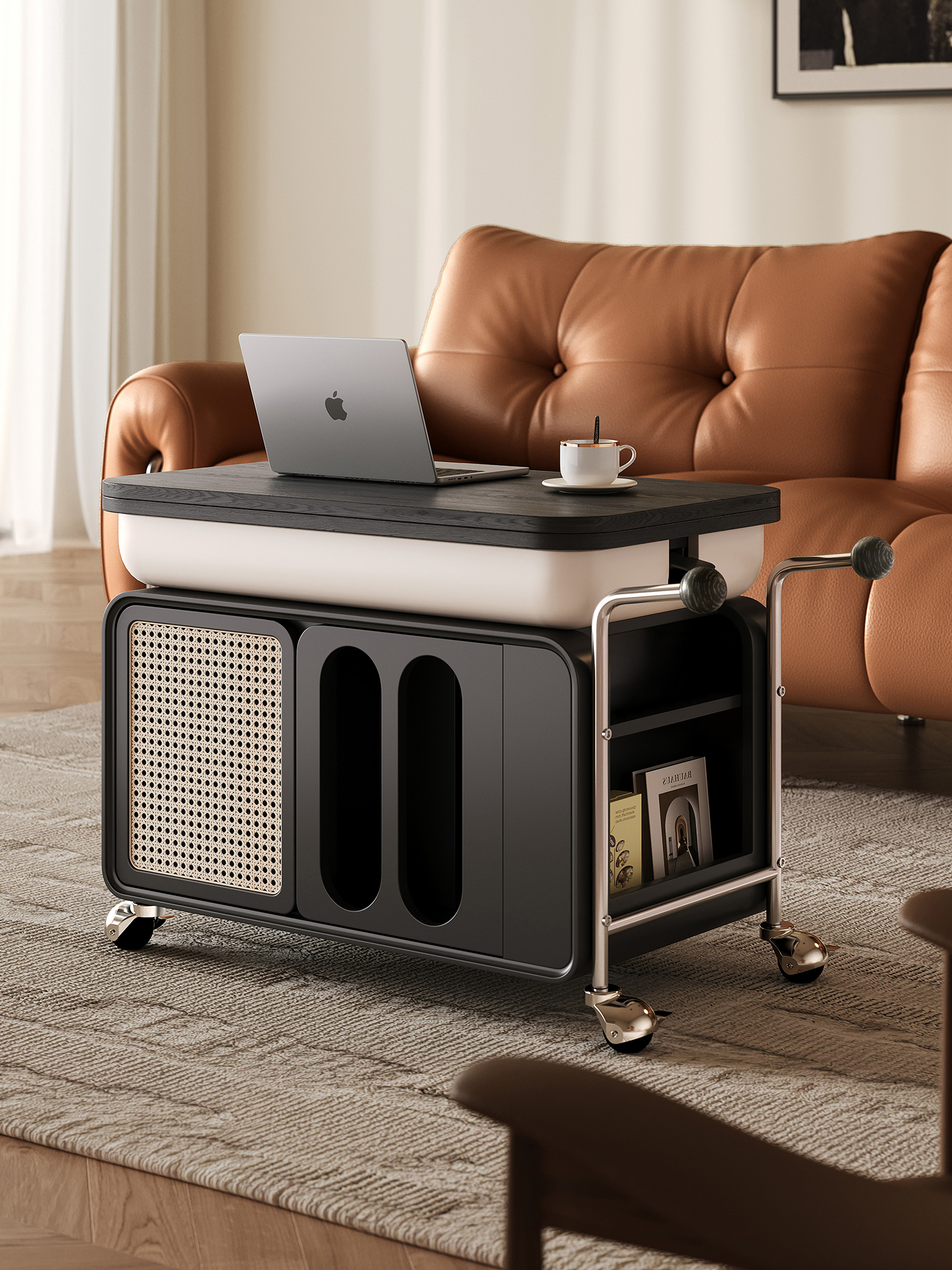 全慕可移动茶几小户型沙发几边台推车客厅柜茶升降边折叠新款家用