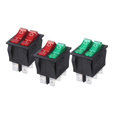 双联船型开关带灯6脚2档16A220V