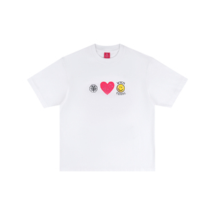 华人青年网球爱心字母印花T恤男女同款趣味时尚同款休闲宽松短袖
