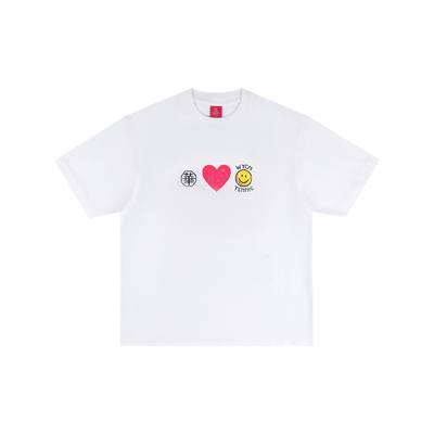 华人青年网球爱心字母印花T恤男女同款趣味时尚同款休闲宽松短袖