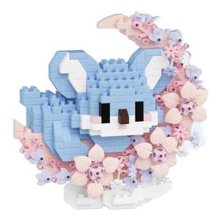 兼容小颗粒积木花前月下卡通月亮熊猫k喵大耳狗益智拼装儿童玩具