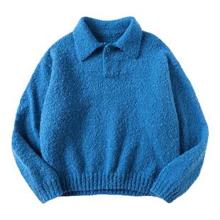 CountryMoment 肌理感绒面美式圈圈纱POLO领套头针织毛衣男女外穿