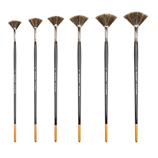 硬猪毛扇形笔油画水粉水彩丙烯野猪鬃扇型笔鱼尾扇形笔长杆602FAN