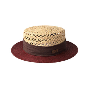 mrduck秀款！麦秆草编遮阳防晒礼帽女 海边度假镂花平顶草帽子春