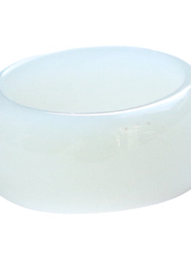 女士简约大气和田玉白玉方圆戒指