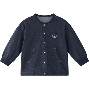 博睿恩男童仿牛仔外套2026春新款男女宝宝外出帅气潮酷印花上衣