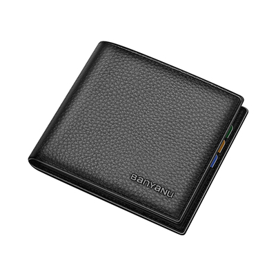 真皮短款钱包简约男士
