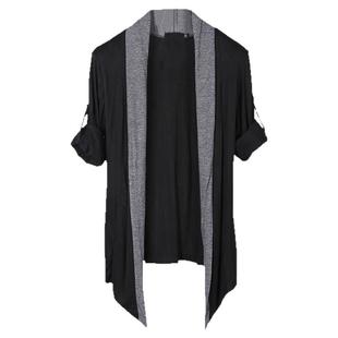 潮流薄款开衫外套男装休闲上衣日韩版个性无扣外搭修身长袖针织衫