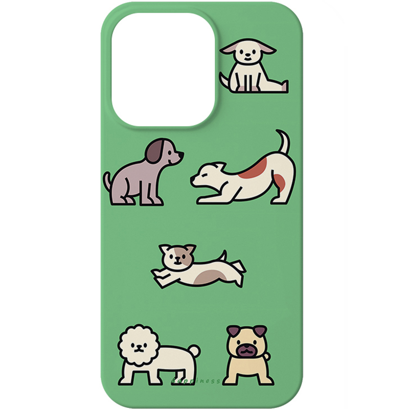 原创设计日韩绿色小狗插画适用苹果17PROMAX手机壳菲林iphone16plus15趣味卡通萌系14可爱治愈全包边亮面磨砂