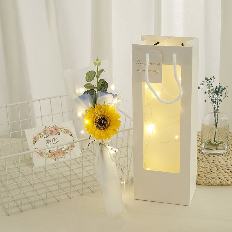 仿真花玫瑰碎冰蓝香皂花束送情人节男女朋友蜜闺七夕老婆生日礼物