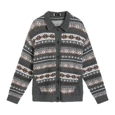 ICE DUST 2025秋季新款费尔岛毛衣开衫女复古休闲设计感针织开衫