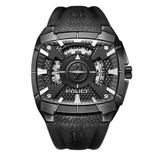 意大利POLICE普利斯欧美双时区两地时炫彩方形时尚男防水石英手表