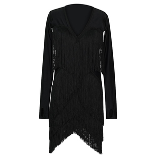 语歌菲拉丁舞服长袖专业表演流苏渐变女童新款2025高级感练功服女