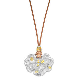 吴越老银铺国潮银饰云朵锁吊坠棕绳项链复古小众轻奢高级感锁骨链