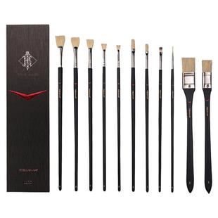 米娅黑骑士水粉笔套装美术生专用水粉画笔美术猪鬃扇形笔米亚色彩笔颜料笔勾线笔笔刷学生艺考联考专业丙烯笔