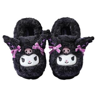2024新款女童棉拖鞋库洛米秋冬季男女中童居家室内防滑保暖毛毛鞋