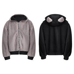 ArguE CulturE狐尼克 小众座山雕毛绒连帽卫衣双面穿外套情侣棉服