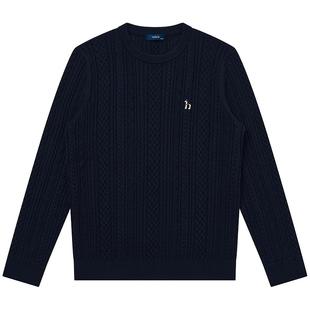 【复古绞花】Hazzys哈吉斯男士休闲圆领肌理感毛衣保暖针织衫上衣