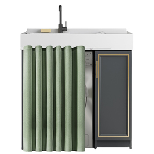 洗衣机罩滚筒防晒帘阳台柜帘子防尘隔断遮挡帘防水遮阳拉帘免打孔