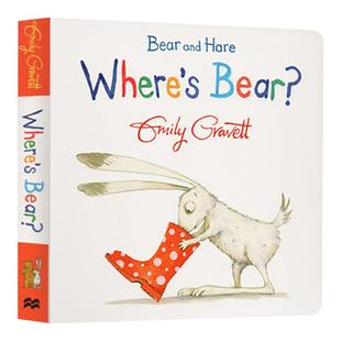 英文原版 Bear and Hare Where's Bear? 熊和兔子的友谊 纸板书 格林威奖作家 Emily Gravett 艾米丽格雷维特 儿童行为习惯养成