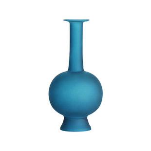 孔雀蓝简约玻璃花瓶禅意琉璃花器插花净瓶家居客厅装饰摆件桌面