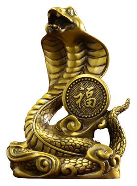 黄铜蛇吉祥物十二生肖蛇金属摆件