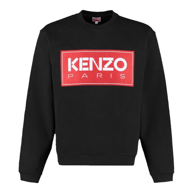 KENZO男士字母贴片黑色套头卫衣