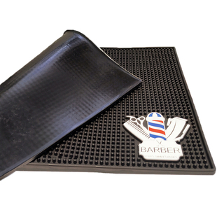 BARBER复古油头电推剪托盘美发工具剪刀梳子收纳盒推子桌面防滑垫