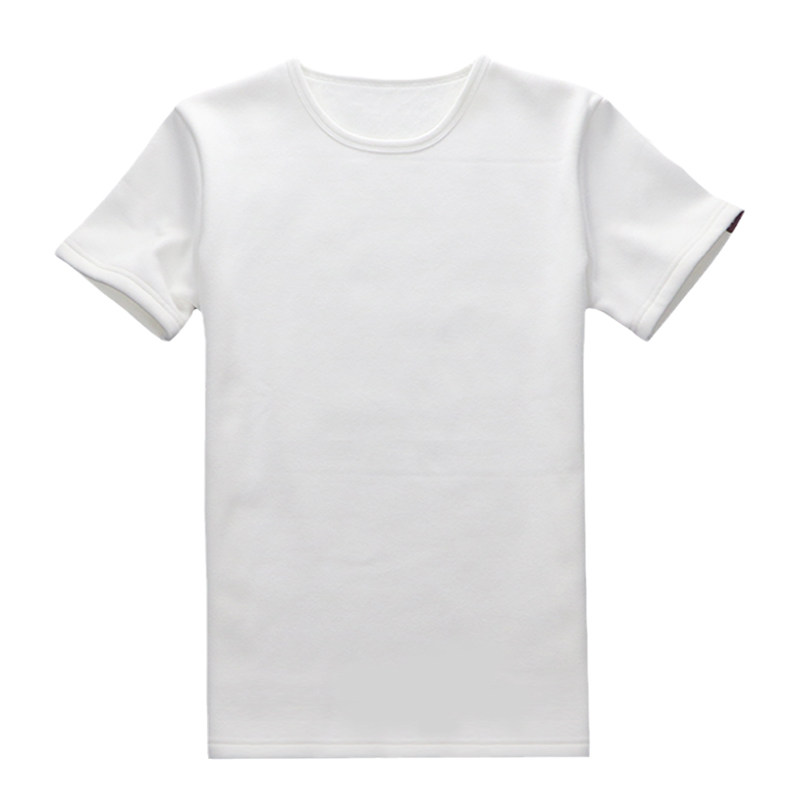 加绒加厚短袖t恤男保暖冬季上衣服圆领半袖冬天棉衣服男打底衫潮