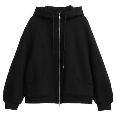 大码女装抽绳连帽卫衣拉链外套