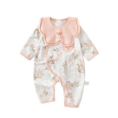 小聪熊新生婴儿夏季薄款连体衣
