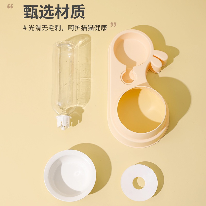 新款可爱兔耳朵陶瓷猫咪喂食双狗碗饮水机猫器盆碗自动一体宠物