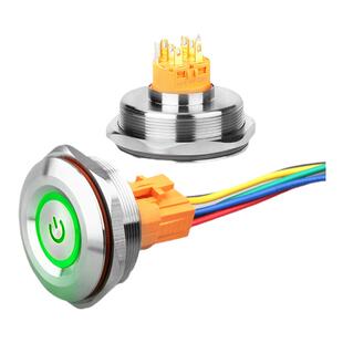 蓝波40mm金属按钮开关带灯防水IP65自锁复位双色三色发光24V220V