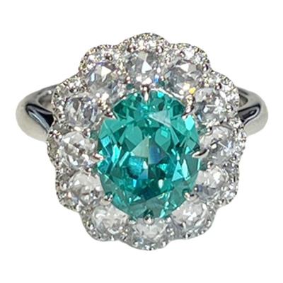 人工帕拉伊巴碧玺彩宝女士戒指