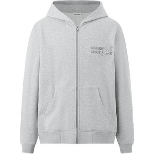 CHINISM 丨赤尘纯棉撞色绣花开衫卫衣男秋冬连帽上衣/CXHB35A7062