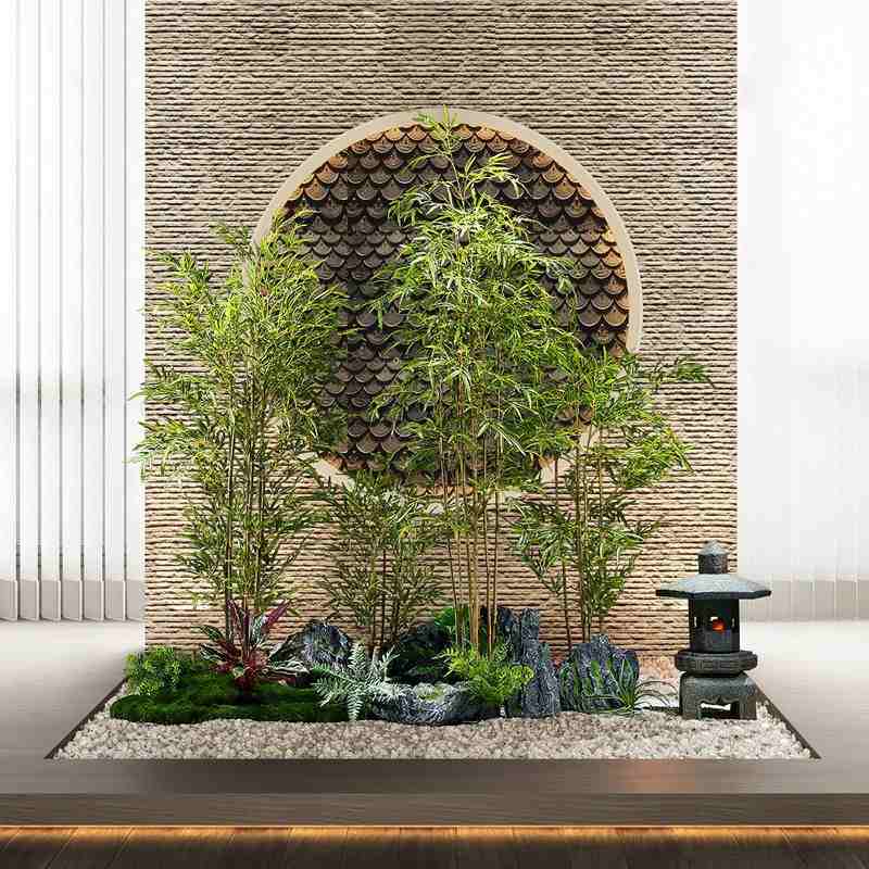 新中式真竹子景观造景竹子摆件庭院假室内植酒店挡墙装饰绿隔断