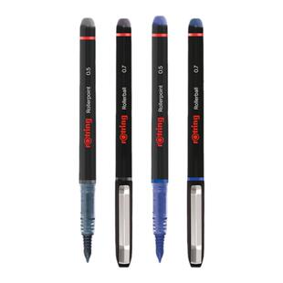 rotring红环直液式走珠笔一次性中性笔日常书写制图笔工程笔小学初中性用针管笔头黑色蓝色0.5mm